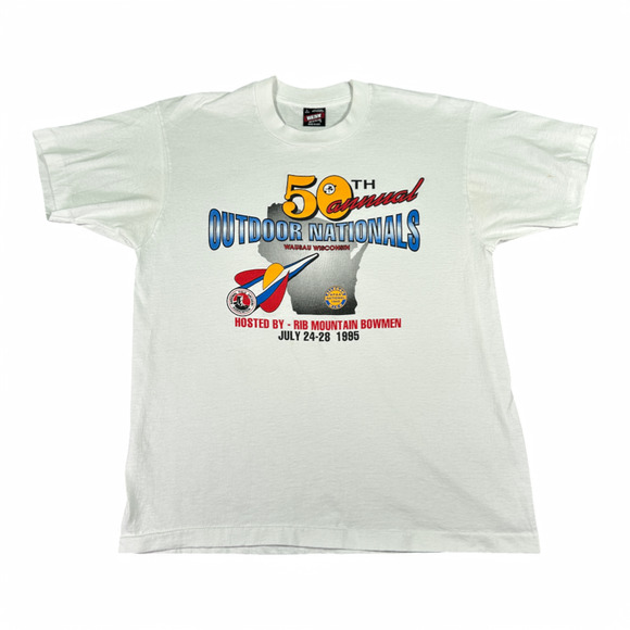 Vintage Archery Shirt Adult LARGE White National Field Archery Assoc NFAA 90s - Picture 1 of 6